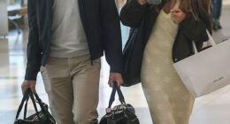 Newlyweds Jacqui Burfoot and Clint Rice looked keen to keep a low profile when they were spotted at Sydney Airport on Friday