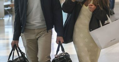 Newlyweds Jacqui Burfoot and Clint Rice looked keen to keep a low profile when they were spotted at Sydney Airport on Friday