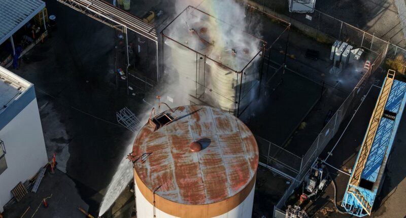 Massive chemical tank in California is moments away from exploding