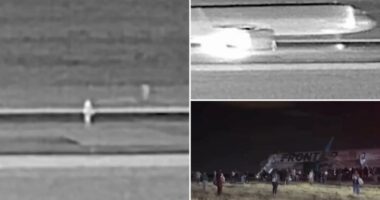 Moment Frontier Airlines plane strikes person on Denver runway seen in new video