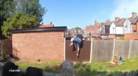 Moment drug boss flees through gardens to escape armed police