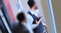 Moment two Jewish men are 'interrogated' over their views on Gaza