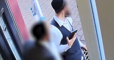 Moment two Jewish men are 'interrogated' over their views on Gaza