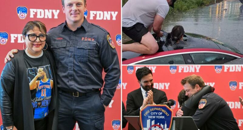NYC principal trapped in car during flash flood reunited with FDNY hero who saved her