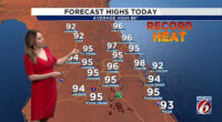 Near record heat as temperatures surge into the upper 90s Thursday.