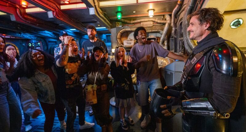 Pedro Pascal surprises guests as 'The Mandalorian' at Star Wars: Galaxy's Edge in Disneyland