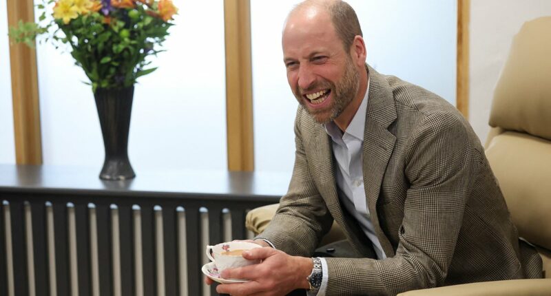 Prince William shares a laugh and a cup of tea with care home residents as he opens a new facility at The Isles of Scilly Hospital