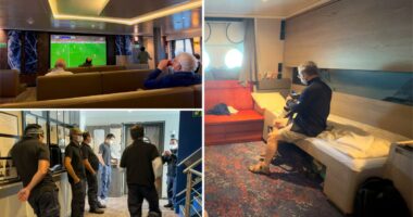 Quarantined cruise passengers sip coffee, watch soccer as health workers watch for symptoms of hantavirus
