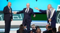 Remarkable moment FIFA's blundering president Gianni Infantino tries - and fails - to get Israel and Palestine football chiefs to shake hands on stage