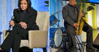 Saxophonist falls asleep onstage during Kamala Harris awards dinner anti-Trump rant