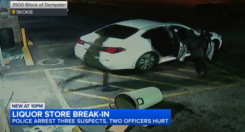 Skokie news: Video shows thieves break into liquor store on Dempster Street in Skokie, crash into police squad car, officials say