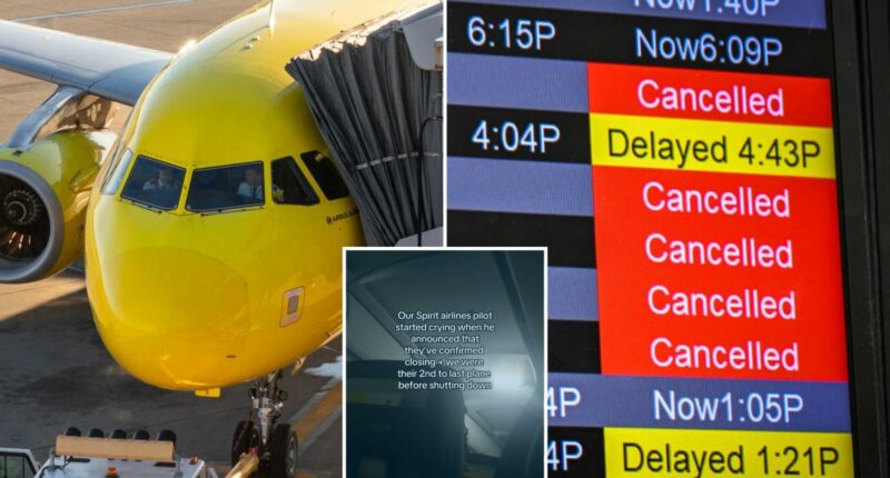 Spirit Airlines pilot gave emotional farewell to passengers after company announced shutdown