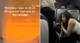 Terrifying videos show Frontier Airlines passengers fleeing smoke-filled cabin after jet strikes person on Denver runway