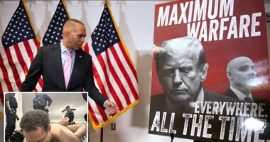 Trump demands Hakeem Jeffries be charged with inciting violence with 'maximum warfare' rhetoric