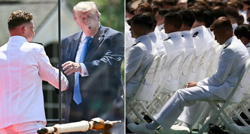Trump fawns over hunky Coast Guard graduates and grips their biceps in wild commencement speech: 'I hate good looking men'