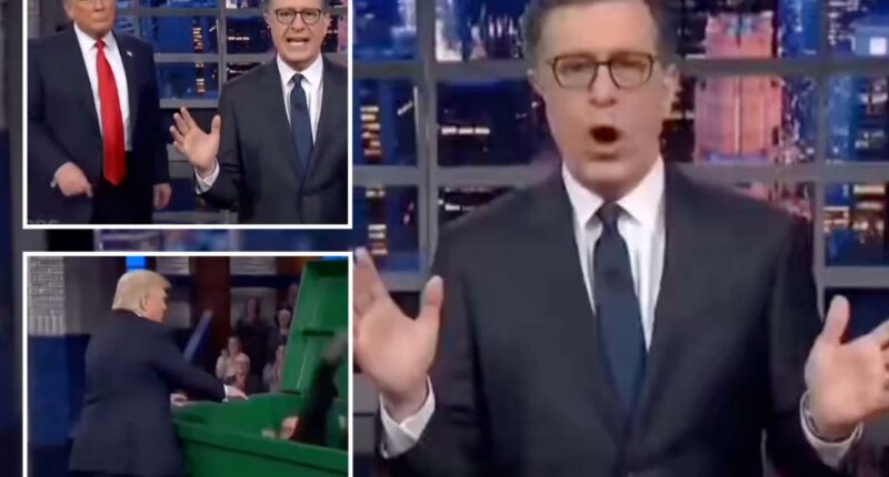 Trump posts AI-generated video of himself throwing Stephen Colbert into dumpster after final 'Late Night Show' episode