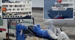 Unnerving gurney photo shows suspected hantavirus patient evacuated from doomed cruise ship in Netherlands