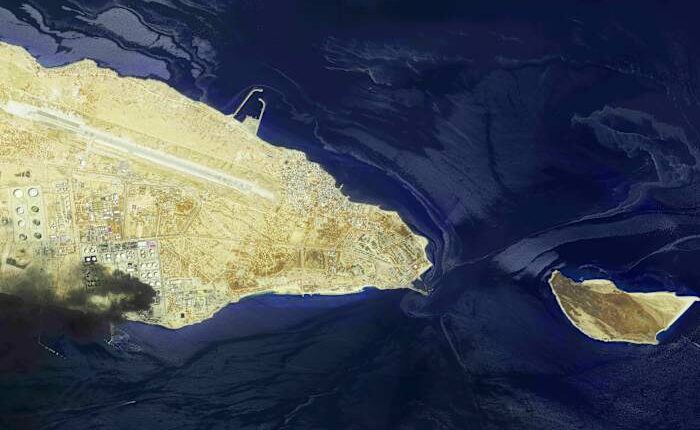 Video and satellite photos show Iran war oil spill on Persian Gulf island