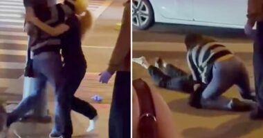 West Hollywood 'turf war' hot dog vendors brawl in new video