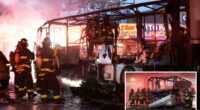 Wild photos show remains of abandoned bus after catching fire under BQE
