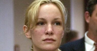 Woman who tied husband to bed and killed him is accused of hit-and-run