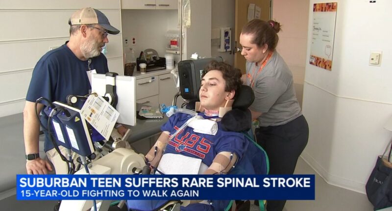 15-year-old Wheaton boy Wesley Freeman suffers rare spinal stroke, fighting to walk again after being paralyzed