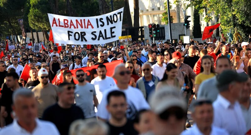 Albanian protesters flood streets demanding prime minister's resignation amid corruption accusations