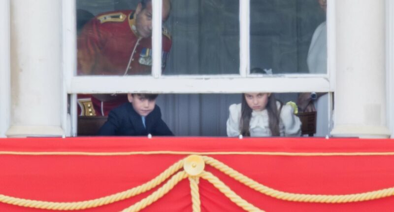 Charlotte and Louis have a playful peek at Trooping the Colour crowds