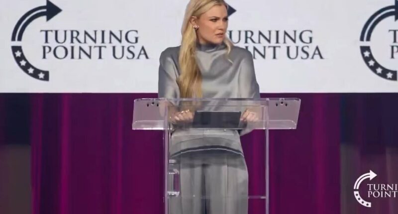 Erika Kirk interrupted at Turning Point by heckler shouting vile slur