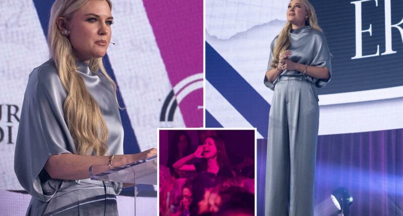 Erika Kirk won't let heckler ruin Turning Point summit speech as she wows crowd with clapback
