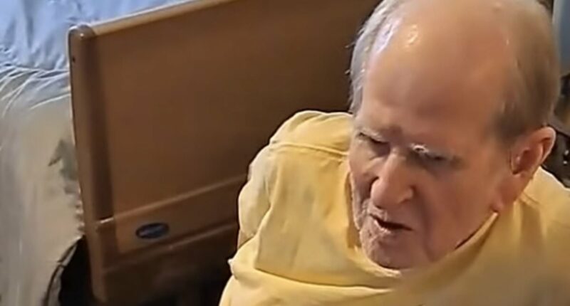 Face of dementia patient as he's bullied by female care home worker
