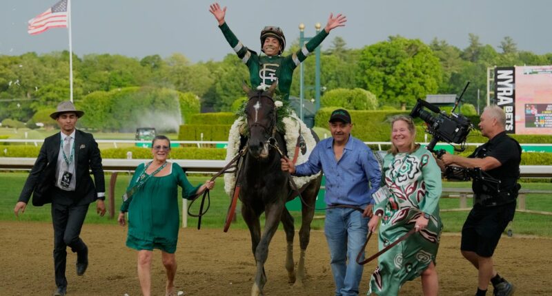 Golden Tempo wins the 2026 Belmont Stakes, month after its historic Kentucky Derby win