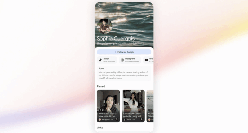 Google is letting social media stars customize their search result page