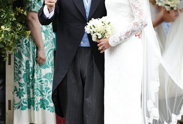 Harriet Spelling set the tone in romantic white lace by Kate Middleton’s favourite designer, Emilia Wickstead