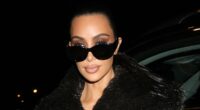 Kim Kardashian exudes glamour in a black faux-fur coat
