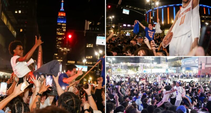 Knicks fans go bonkers in NYC after Game 2 Finals win, celebrating in streets outside MSG