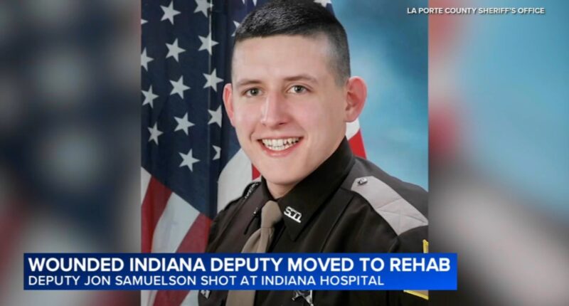 La Porte County Deputy Jon Samuelson, shot at Michigan City hospital, moved to Chicago to begin rehab; Sharod Grafton charged