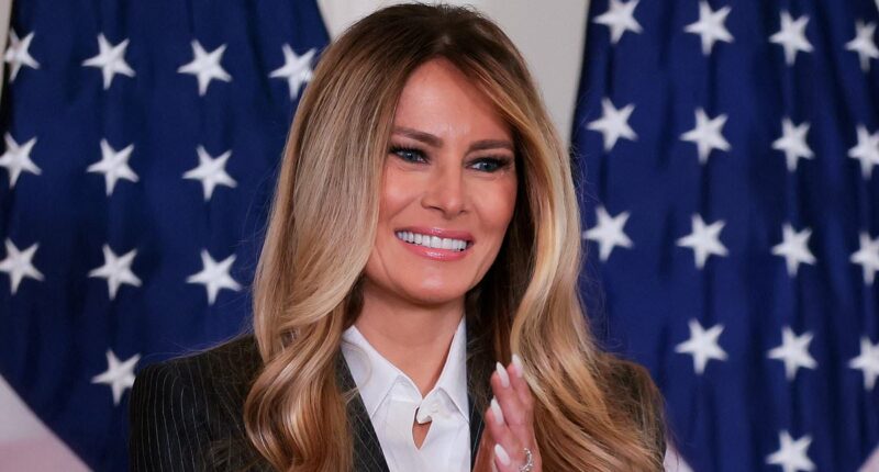 Melania stuns in Dolce suit and her favorite $900 shoes... as she hands out prizes amid an AI storm rattling the White House