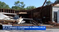 Merrillville, Indiana tornado damage: EF-2 tornado wind speed destroys homes; Illinois tornadoes also cause storm damage