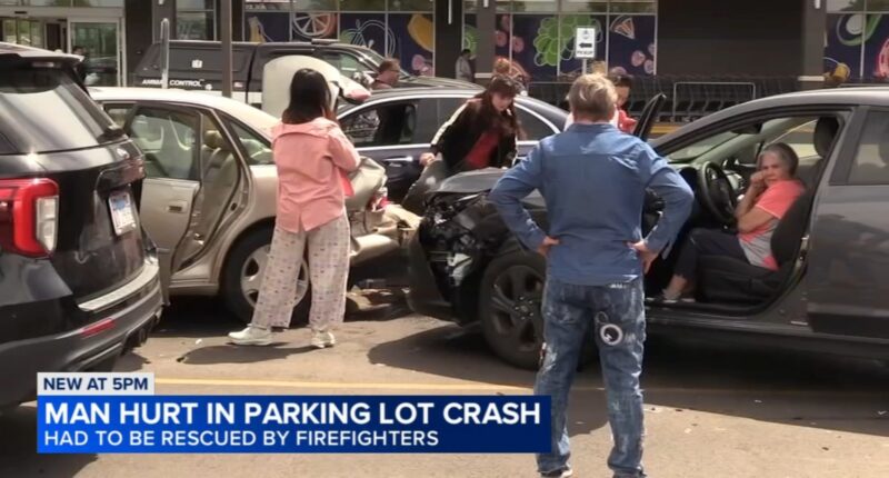 Pedestrian trapped under car after Morton Grove crash in Aldi parking lot on Golf Road: police, fire officials