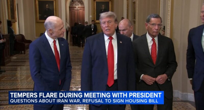 President Donald Trump holds tense meeting with Senate Republicans after calling off signing ceremony for housing bill
