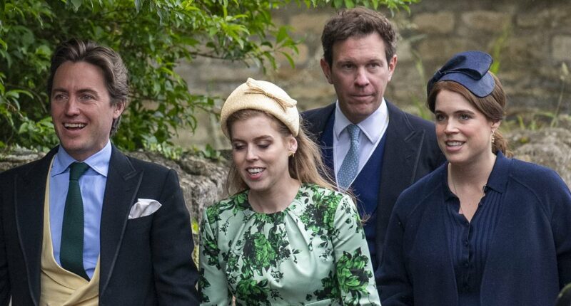 Princesses Beatrice and Eugenie arrive at Peter Phillips' wedding
