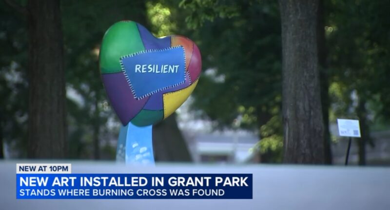 'Resilient' art piece by Damon Lamar Reed installed in spot where burning cross was found in Grant Park, Chicago