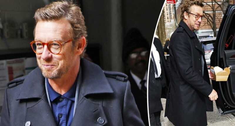 Simon Baker looks stylish as he leaves Kelly and Mark show in New York