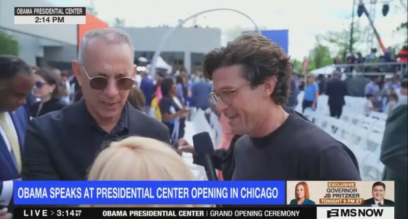 Tom Hanks' brutal insult to MS NOW reporter at Obama library opening