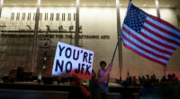 Trump's name is still on the Kennedy Center, though officials say it will be down by noon