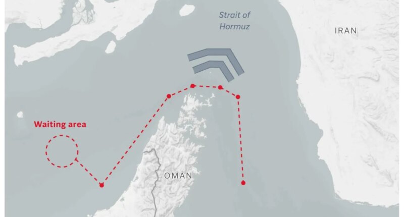 Map showing the approximate route of a new shipping lane by Oman. (AP Digital Embed)