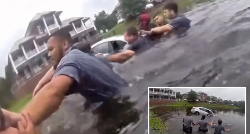 Virginia first responders form human chain to rescue driver