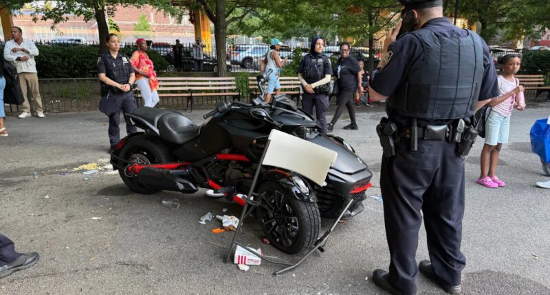 Woman on motorcycle plows through NYC park, mowing down 9 pedestrians in her path