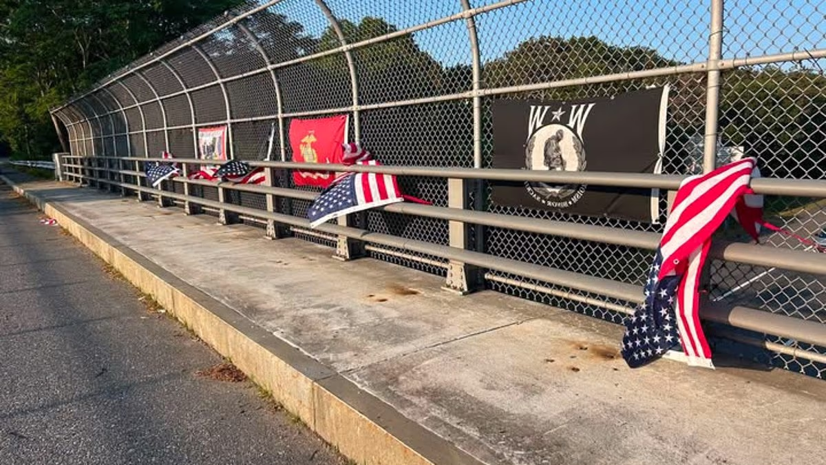 American flags honoring Purple Heart recipient torn down by VANDAL